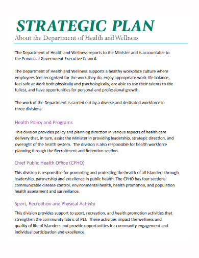 health and wellness strategic plan
