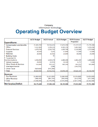 it company operating budget