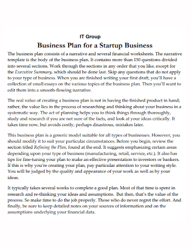 it group startup business plan