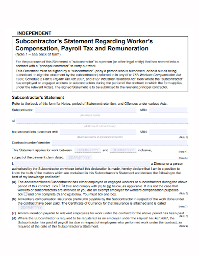 independent subcontractor remuneration statement