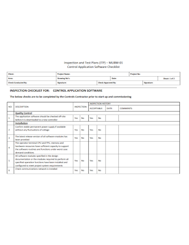 inspection test plan checklist
