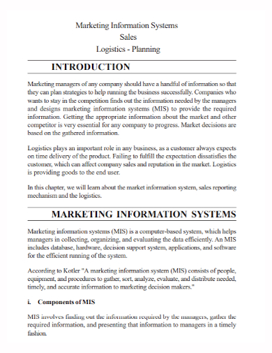 logistics information system sales plan