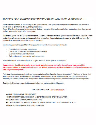long term development training plan