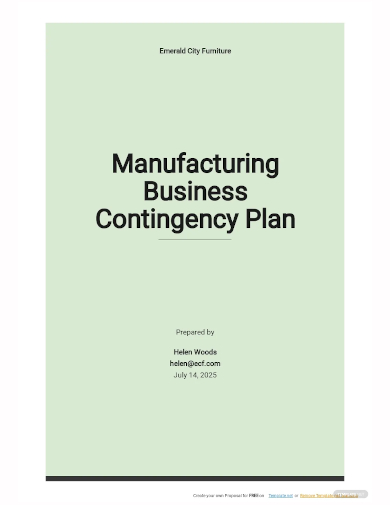 manufacturing business contingency plan template