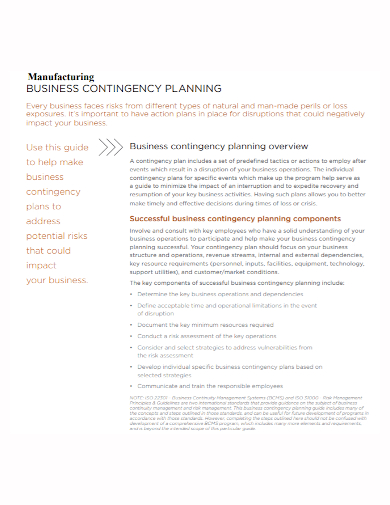 manufacturing business contingency plan