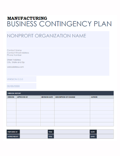 manufacturing organization business contingency plan