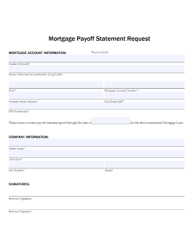 mortgage account payoff statement