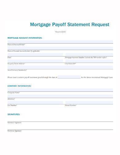 mortgage payoff statement