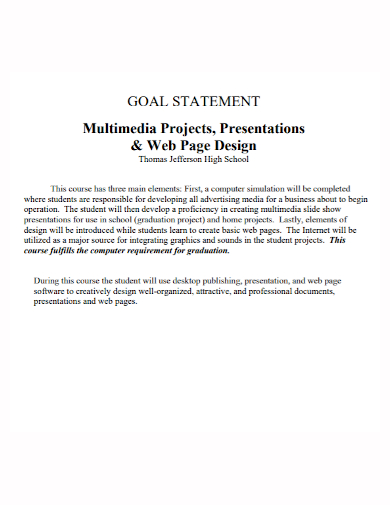 multimedia project goal statement