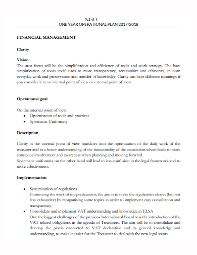 ngo financial operational plan