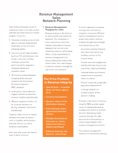 network management sales plan