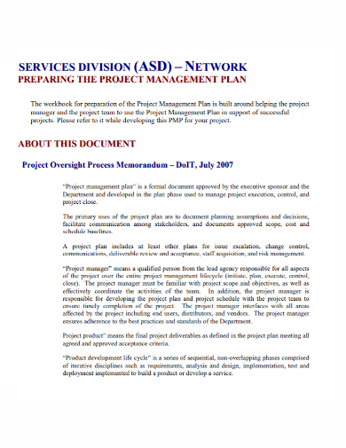 network project management plan