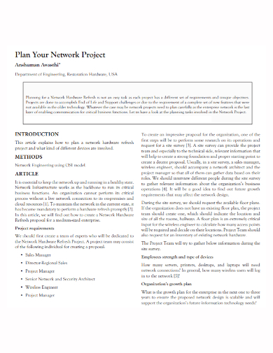 network project plan