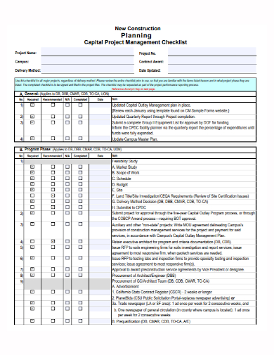 new construction project planning checklist