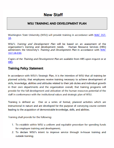 new staff development training plan