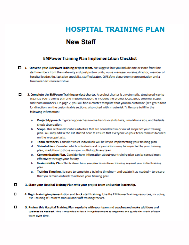 new staff hospital training plan