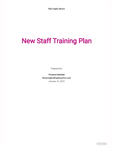 new staff training plan template