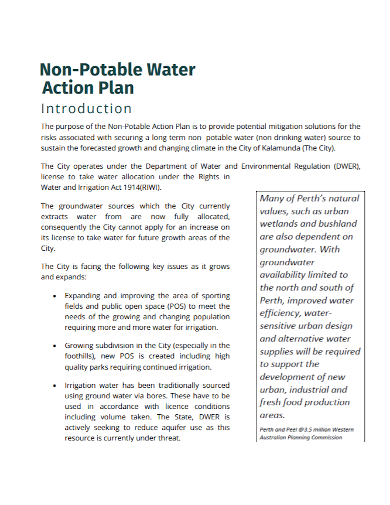 non potable water action plan