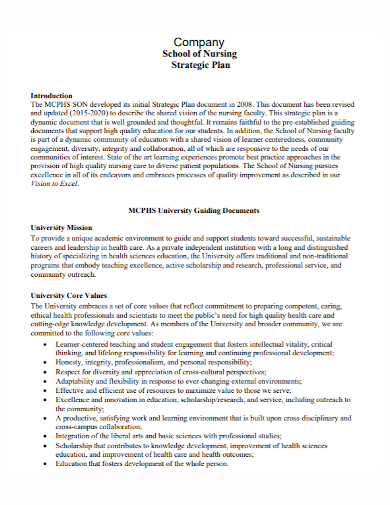 nursing school company strategic plan