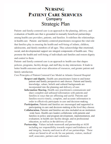 nursing services company strategic plan
