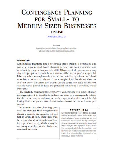 online small business contingency plan
