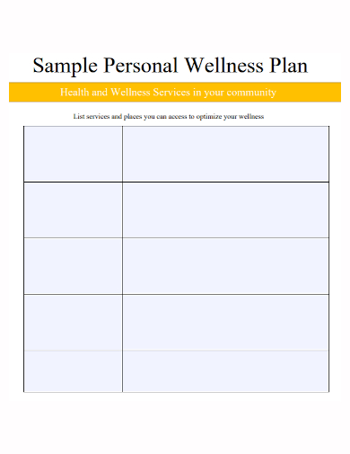 personal health wellness plan