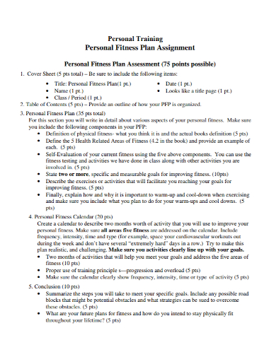 personal training assignment plan