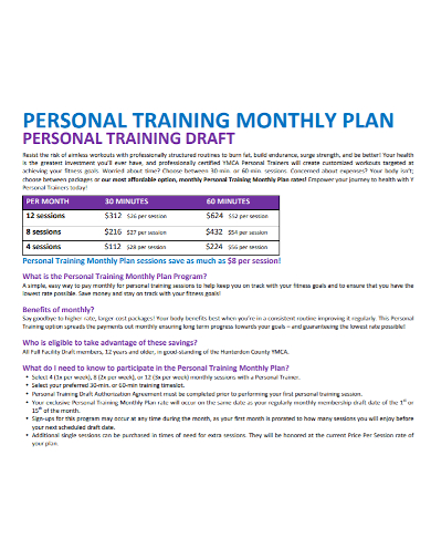 personal training monthly plan