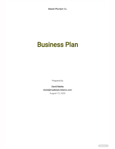 plumbing business plan cover page