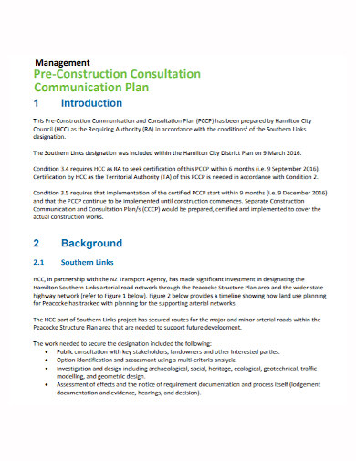 pre construction communication management plan
