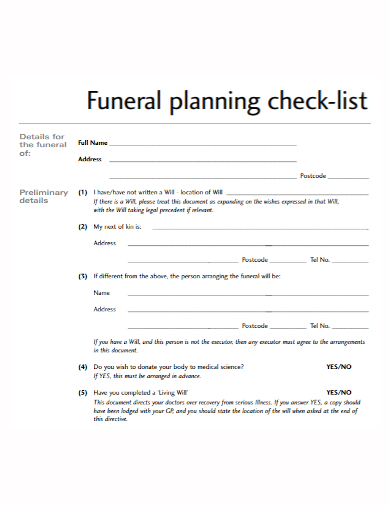 FREE 10 Funeral Planning Checklist Samples In MS Word Google Docs 