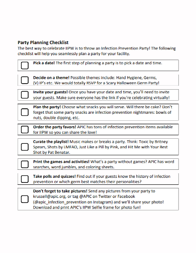 printable party planning checklist