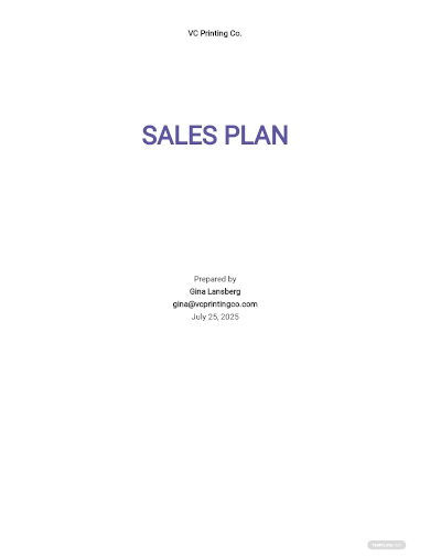 printing company sales plan template
