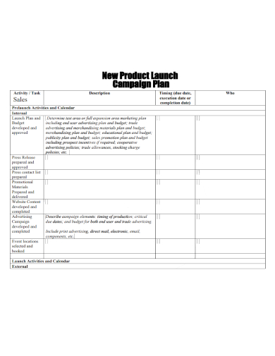 product sales campaign plan