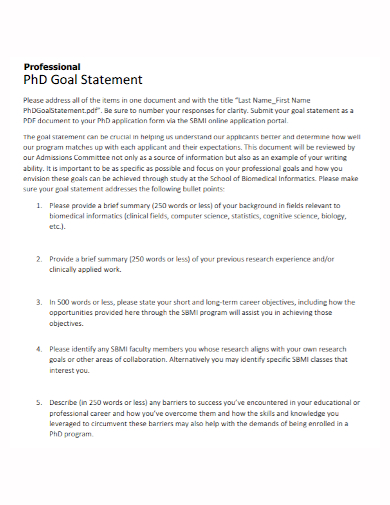 professional phd goal statement