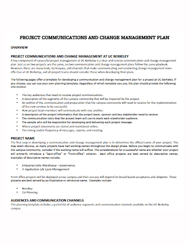 project communication change management plan