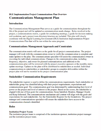 project environment communication management plan