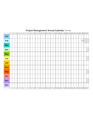 project management planning calendar