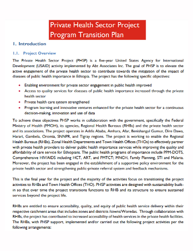 project program transition plan