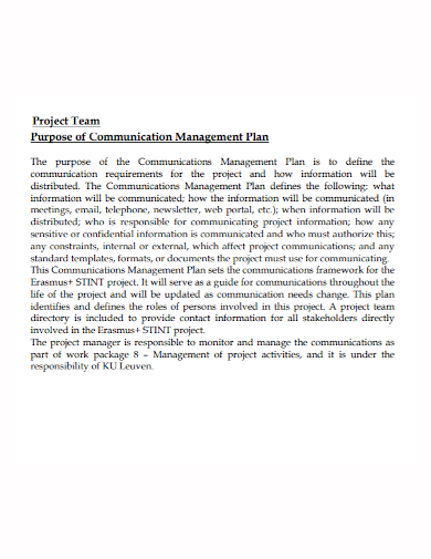 project team communication management plan
