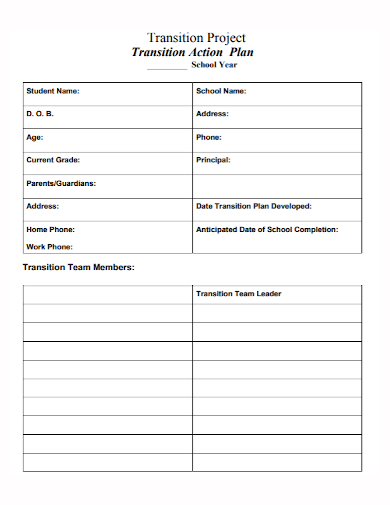 project transition action plan form