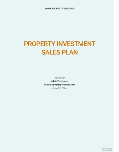 property investment sales plan template