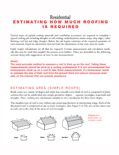 residential roofing area estimate