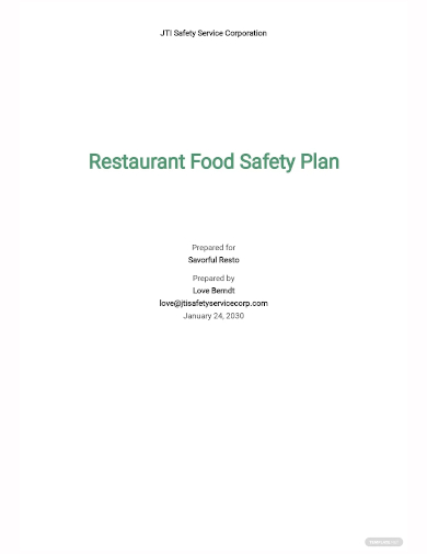 restaurant food safety plan template