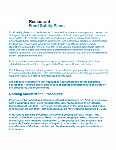 restaurant food safety plan