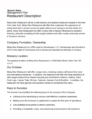 restaurant sales management plan