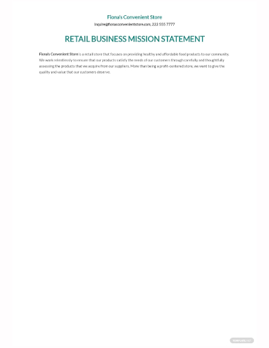 retail business mission statement template