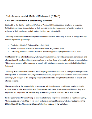 risk assessment method policy statement