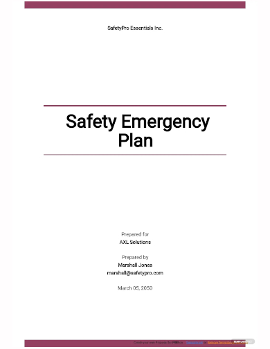 safety emergency response plan template