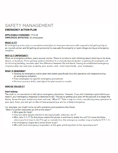 safety management emergency action plan